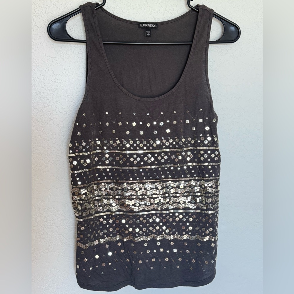 Express Black Tank Top with Silver Accents